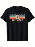 Men's T-Shirt Baltimore Vintage Compass And Striped Retro Sunset Design