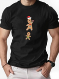 Men's T-Shirt Playful Holiday Scene With Smiling Cookies And Festive Candy Gingerbread