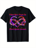Men's T-Shirt I Wear Red And Purple For Shining Glitter Infinity Ribbon Chronic Migraine Awareness