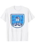 Men's T-Shirt Ski Dad With Blue Badge And Snowy Mountain Retro Helmet