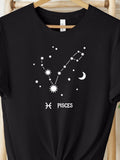 Men's T-Shirt Pisces Celestial Constellation With Stars And Crescent Moon Design
