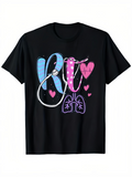 Men's T-Shirt Stethoscope With Blue Pink Hearts And Lungs Illustration