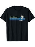 Men's T-Shirt Marco Island Blue Horizontal Lines With Palm Tree Graphic