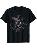 Men's T-Shirt Nordic Symbols With Intricate Viking Serpent Design At The Center