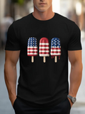 Men's T-Shirt Melting Popsicles Decorated With Patriotic Stars And Stripes Ice Cream