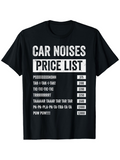 Men's T-Shirt Car Noises Price List Sound Effects Black T Shirt