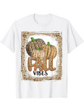 Men's T-Shirt Fall Vibes With Leopard Print Pumpkins Surrounded By Spotted Border