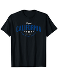 Men's T-Shirt Original California Blue Typography With Classic White Stars Underlined Text