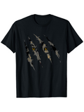 Men's T-Shirt Golden Eyes Peering Through Torn Fabric With Wild Forest Wolf