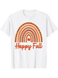 Men's T-Shirt Happy Fall Decorative Autumn Arches With Small Maple Leaf Rainbow