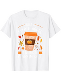 Men's T-Shirt Warm Autumn Leaves Falling Around Festive Pumpkin Coffee Cup