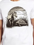 Men's T-Shirt Sunset Grassland With Grazing Horse And Calm Resting Tortoise