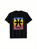 Men's T-Shirt Retro Vibrant Sunset Colors With Bold Zodiac Pisces Symbol