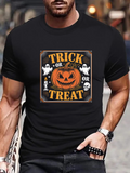 Men's T-Shirt Trick Or Treat Spooky Ghosts With Carved Pumpkin Halloween
