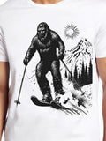 Men's T-Shirt Snowy Mountain Under Bright Sun With Skiing Mythical Creature