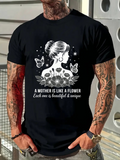 Men's T-Shirt A Mother Is Like A Flower Surrounded By Butterflies And Blooming Garden Woman Silhouette