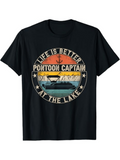 Men's T-Shirt Life Is Better At The Lake With Colorful Sunset Pontoon Boat