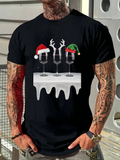 Men's T-Shirt Icy Festive Table With Wine Glasses Wearing Christmas Hats