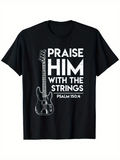 Men's T-Shirt Praise Him With The Strings Verse Guitar On Black