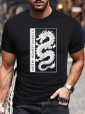 Men's T-Shirt New Adventures Ornate Dragon Surrounded By Bold Framing Dark Background