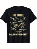 Men's T-Shirt Future Paleontologist Fossil Dinosaur Skeleton Sketch With Ancient Reptile Bones T Shirt