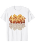 Men's T-Shirt Golden Autumn Sunset Reflection Among Tranquil Forest Trees