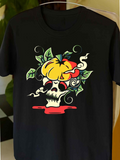 Men's T-Shirt Colorful Leaves Surrounding Skull Under Ripe Pumpkin Fruit