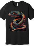 Men's T-Shirt Vivid Neon Swirls With Fierce Gaze Highlighting Coiled Serpent Snake