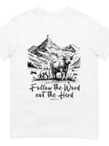 Men's T-Shirt Follow The Word Not The Herd With Grazing Cows Mountain Cross Scenery