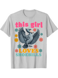 Men's T-Shirt This Girl Loves Shoebills Surrounded By Colorful Flowers Cheerful Shoebill