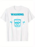Men's T-Shirt Warning Chilled Summer Drink With Ice And Palm Trees Glass