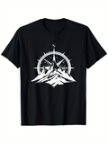 Men's T-Shirt Northern Star Shining Over Mountain Peaks Compass Design