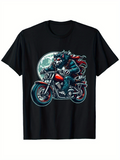 Men's T-Shirt Full Moon Night With Fierce Wolf Racing On Motorcycle