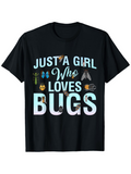 Men's T-Shirt Just A Girl Who Loves Bugs With Colorful Insects Flying Among Letters Bugs