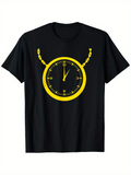 Men's T-Shirt Golden Chain With Yellow Clock Pendant Design Watch