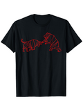 Men's T-Shirt Geometric Lines With Modern Minimalistic Red Origami Bulls