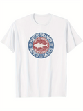 Men's T-Shirt Puerto Vallarta Sun Faded Coastal Round Seal With Red Marlin Ocean Fish