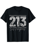 Men's T-Shirt Los Angeles 213 Skyline And Urban Cityscape Print T Shirt
