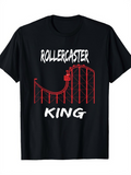 Men's T-Shirt Rollercoaster King With Red Tracks And Thrilling Ride Car