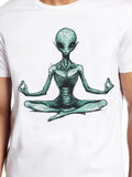 Men's T-Shirt Peaceful Humanoid Alien Meditating With Tranquil Energy Calm Alien