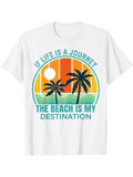 Men's T-Shirt If Life Is A Journey Radiant Tropical Sunset With Palm Trees Beach