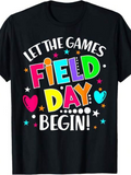 Men's T-Shirt Let The Games Begin With Colorful Stars And Playful Letters Field Day