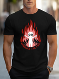 Men's T-Shirt Embrace The Fire Cartoon White Figure Surrounded By Flames Fire