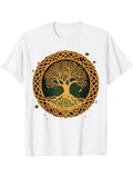 Men's T-Shirt Celtic Roots With Golden Circle Surrounded By Mystical Tree