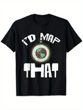 Men's T-Shirt Id Map That Earth Illustration Surrounded By Gridded Lines With Globe Image
