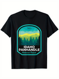 Men's T-Shirt Idaho Panhandle Misty Pines With Sunlit Mountain National Forest