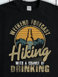 Men's T-Shirt Weekend Forecast Sunset Mountains Hiking With A Beer Bottle