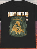 Men's T-Shirt Sorry Gotta Go Alien Spaceship Abduction Among Desert Cacti At Night Cow
