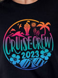 Men's T-Shirt Cruise Crew 2023 Palm Trees Waves And Sunglasses Circle