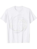 Men's T-Shirt Abstract Circular Lines Overlapping In Soft White Tones Centerpiece